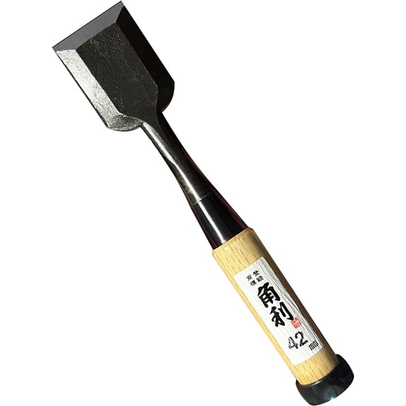Japanese Wood Chisel 42mm (1.65") for Woodworking, Made in JAPAN, Oire Nomi Japanese Woodworking Tool, Sharp Japanese Carbon Steel, White Oak Wood Handle