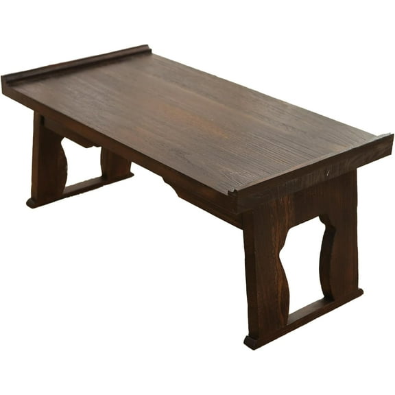 Japanese Wood Floor Table with Foldable Legs - Coffee Tables for Living Room, Bed Desk Tray, Meditation Altar, Laptop Desk