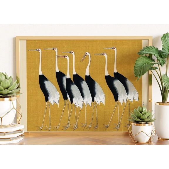 Japanese Woodblock Art Flock Of Japanese Red Crown Cranes By Ogata Korin Japanese Art Posters Japanese Wall Art Japanese Decor Japan Poster, Unframed Poster Size 24x36