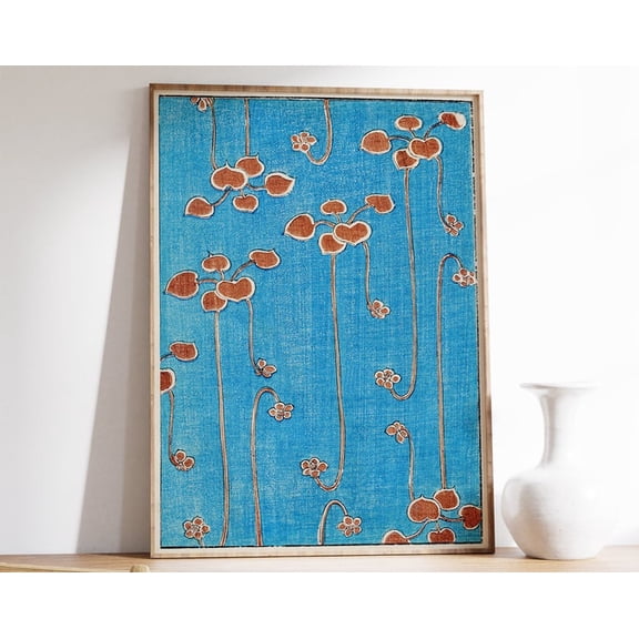 Japanese Woodblock Floral Oriental Vine Wall Art Print, Unframed Paper Poster 24x36in