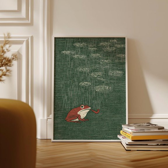 Japanese Woodblock Frog Pipe Poster, Unframed Paper Poster 8x10in