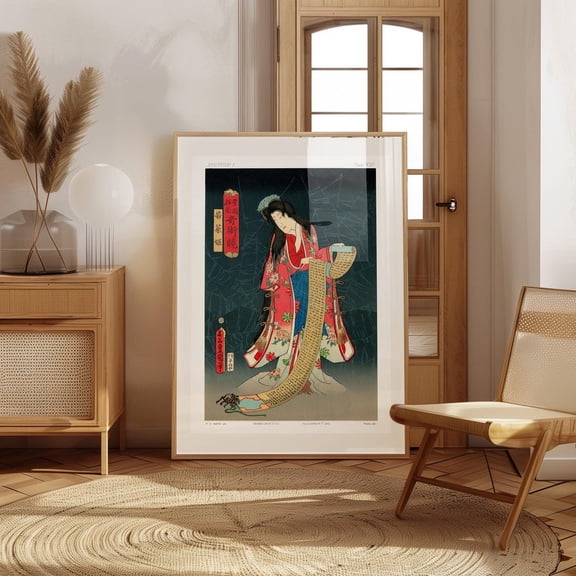 Japanese Woodblock Yokai Enchanted Scroll Scene Wall Decor Unframed Paper Print