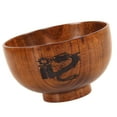 thumbnail image 1 of Japanese Wooden Bowl Round Soup Rice Cereal Food Serving Wood Retro, 1 of 9