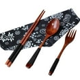 thumbnail image 1 of Japanese Wooden Dining Utensil Set with Chopsticks Spoon Fork Elegant Tableware, 1 of 5