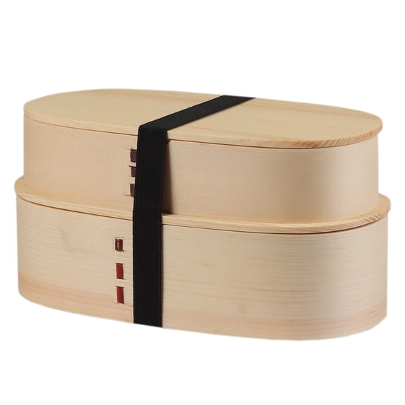 Japanese Wooden Lunch Box – Leakproof & Stackable Oval Container for Adults, Eco-friendly, Portable, Reusable Bento Box for Work, Picnic, and More, N