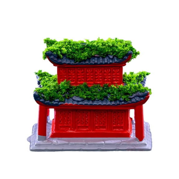 Japanese Zen Garden Miniature Set with Bridge Pavilion and Rockery for Indoor