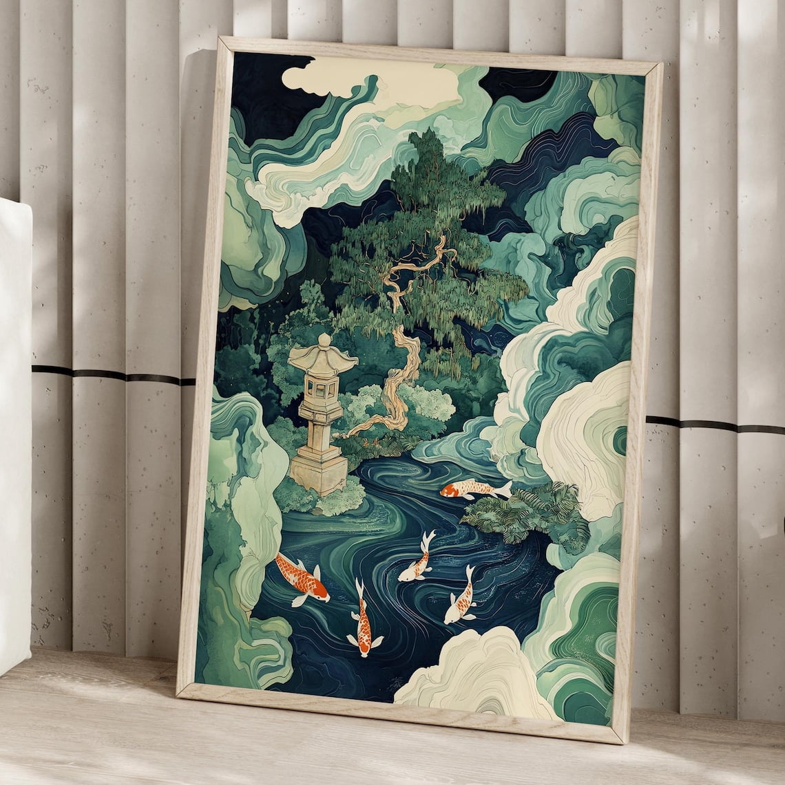 Japanese Zen Pond Koi Fish Abstract Wall Art Poster Or Print ...