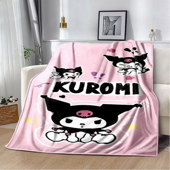 Japanese anime Kuromi cartoon cute blanket Adult Home Bedroom Outdoor Blanket Portable Soft Flannel Warmth Customizable