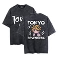 thumbnail image 1 of Japanese anime Mikey T-shirt Crew neck Draken short sleeve top washed vintage t-shirt, 1 of 7