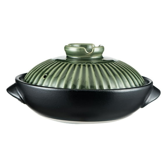 Japanese clay pot, ceramic hot pot, slow stew, soup pot with lid, double handle, heat-resistant round cooking pot for stew soup noodles