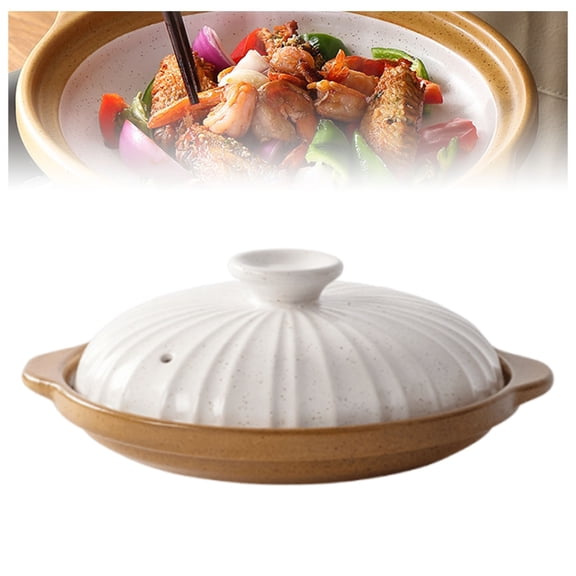 Japanese cooking pot, ceramic casserole with lid, heat-resistant round casserole for stew, soup pot cookware for stew soup