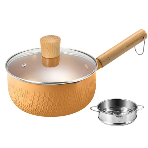 Japanese cooking pot, non-stick cooking pot with two spouts, milk sauce pot with glass lid for preparing sauces, ramen and hot milk