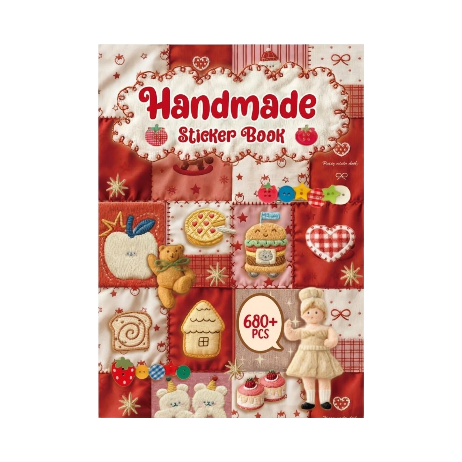 Japanese manga sticker book, red and dark blue aesthetic die-cut stickers DIY diary and planner