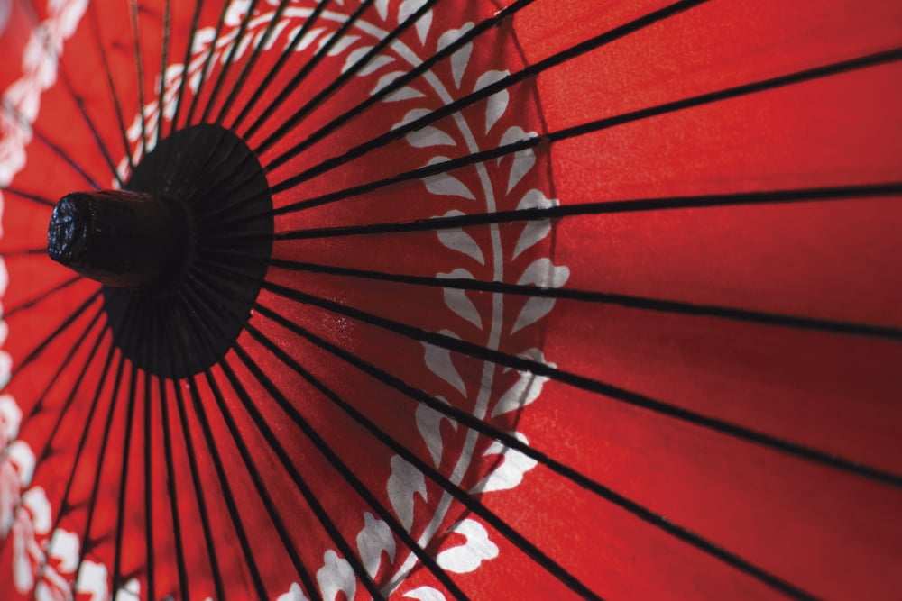 Japanese red umbrella Kyoto Japan Canvas Art - Philippe Widling Design Pics (38 x 24)