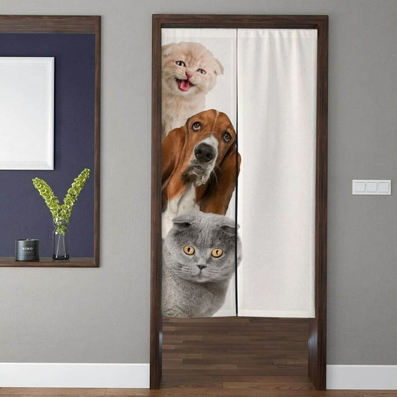 Japanese-style Art Noren Door Curtains, minimalism peeking little cat Doorway Curtain, For children's Bedroom Partition Door Privacy Decor