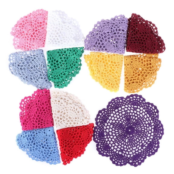 Japanese-style Cotton Color Crochet Flower Lace Placemat Cotton Table Anti-scalding Heat Insulation Pad Cup Coaster