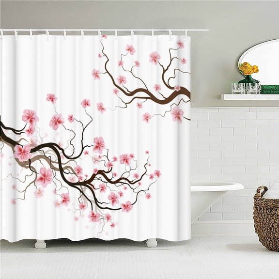 Japanese style Flower Birds Bathroom Curtain 3D Printed Cherry Blossom Pattern Shower Curtains Waterproof Fabric Home Decoration