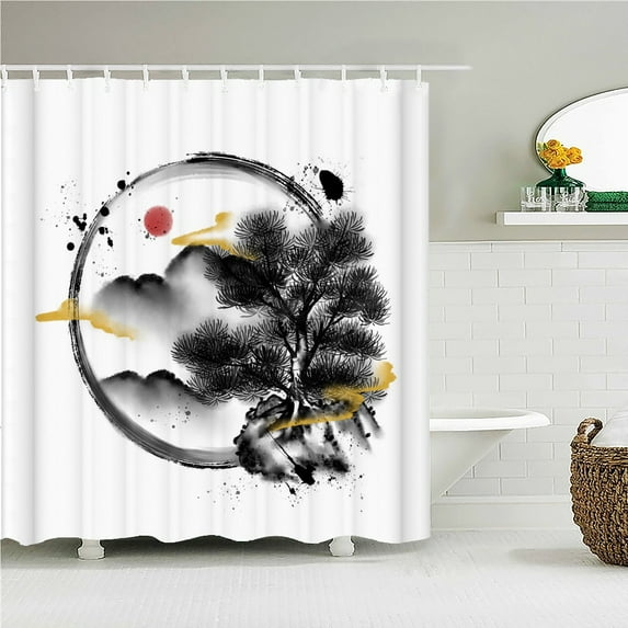 Japanese style Flower Birds Bathroom Curtain 3D Printed Cherry Blossom Pattern Shower Curtains Waterproof Fabric Home Decoration
