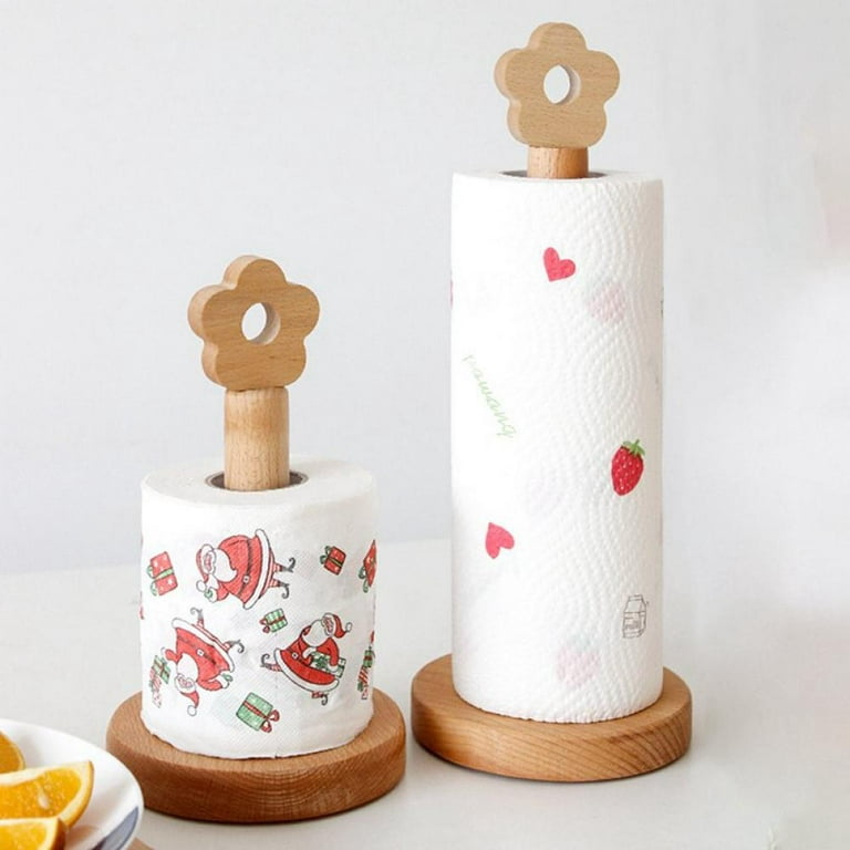 Wooden Kitchen Roll Paper Rack Creative Flower Towel Holder