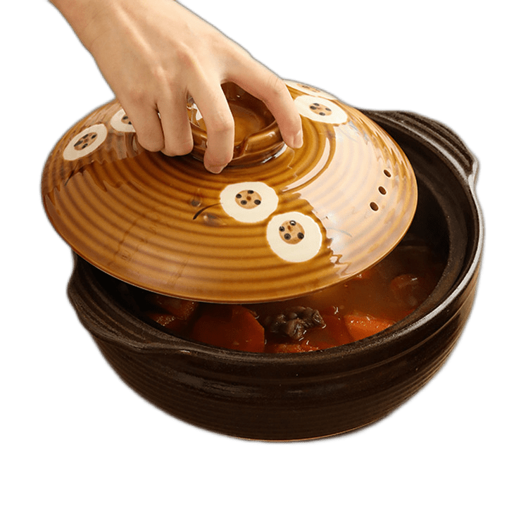 Japanese style handpainted underglaze color casserole earthen pot stew