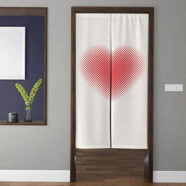 Japanese-style kawaii art Noren Door Curtain Modern minimalist pink heart Doorway Curtain for Kitchen Partition Bedroom Door Privacy Decor