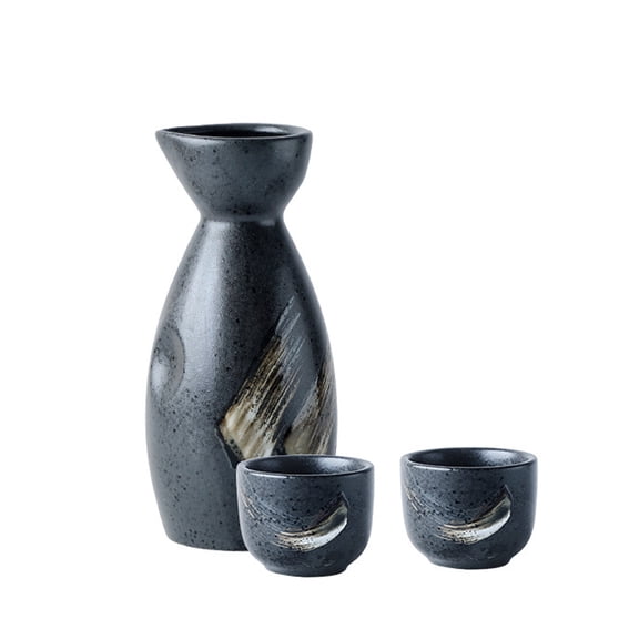 Japanese-style sake wine set, set of 3 ceramic wine sets, 2 sake cups, serving set with ceramic jug, sake carafe, sake serving cup, bottle, for restaurants, home