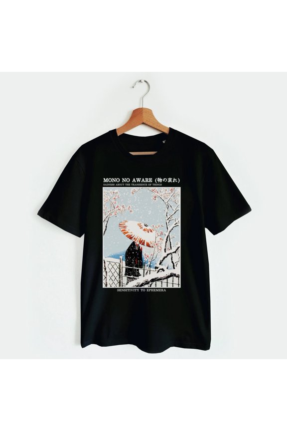 Japanese woodblock print shirt, Japanese art Ukiyo-e shirt, geisha, snow, winter, Christmas gift for Japan lovers, nostalgia, melancholia
