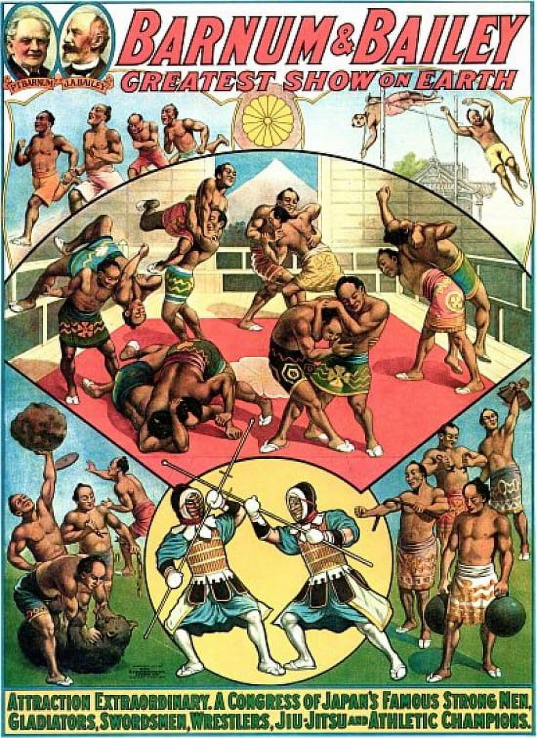 Japans Famous Strong Men Circus Canvas Art -  (36 x 54)