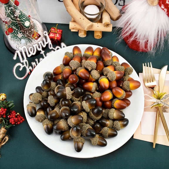 Japceit 100 Artificial Nut Lifelike Simulated Nut Fall Vase Filler Decorations Crafts For Wedding Home Thanksgiving Christmas