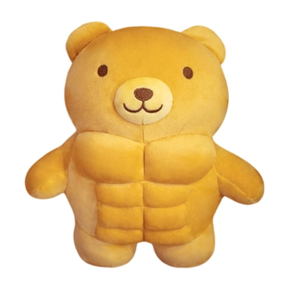 Japceit 11.8 Inch Cute Muscular Bear Stuffed Toy, Funny Plush Cushion Soft Doll for Holiday Birthday Gift, Novelty Pillow Decor for Sofa Bedroom Home