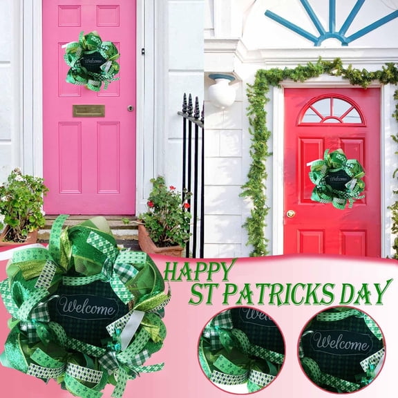Japceit 11.8 Inch Irish St Patrick'S Day Green Mesh Wreath, New Happy St.Patrick'S Day Wreath, Welcome Sign for Front Door, Spring Wreaths for Front Door, Farmhouses, Wall Decor