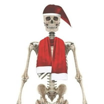 Japceit 12-Foot Skeleton Christmas Costume Set, Santa Hat and Scarf Accessories for Large Decor, Secure Fastening System for Outdoor, Yard, Holiday Display Themes