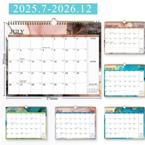 Japceit 18 Month Wall Calendar 2025-2026, Thick Paper Yearly Planner with Holidays, Hanging Schedule Organizer for Office, Home, School Planning