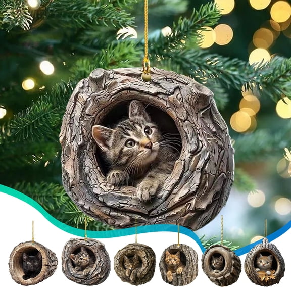 Japceit 2D Acrylic Christmas Tree Ornament, Flat Printing Christmas Home Decor, Thematic Hanging Pendant for Wall, Door, Indoor Seasonal Festival Display