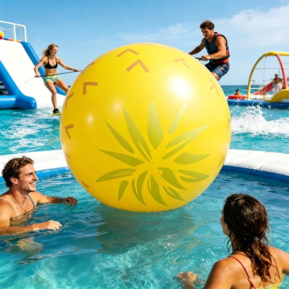 Japceit 31.5 Inch Inflatable Beach Ball, Large Multi Color Outdoor Play Ball, For Pool Water Park, Portable Summer Toy