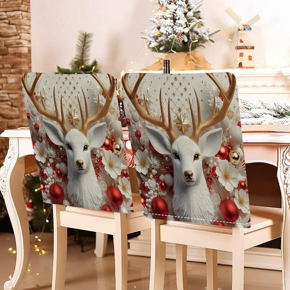 Japceit 3D Style Christmas Chair Covers, Festive Dining Chair Back Decorations, Holiday Themed Seat Covers for Home, Party and Seasonal Display