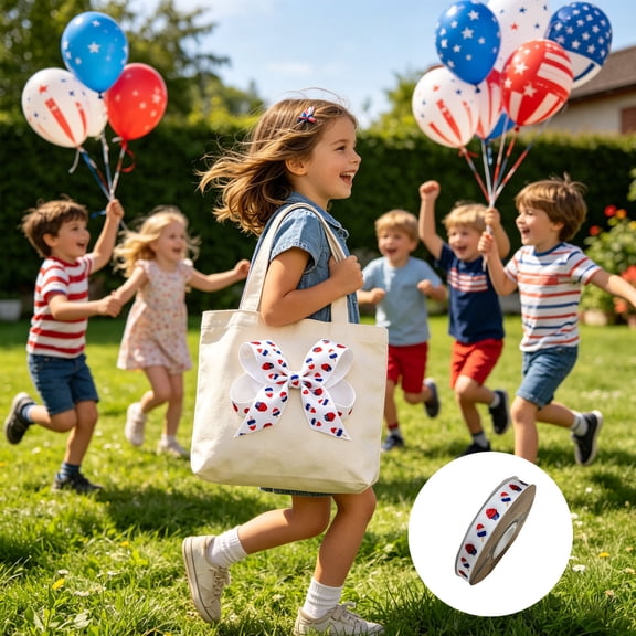 Japceit 48 Yard Patriotic Ribbon 4Th Of July Decorative Wired Edge Trim For Diy Crafts Gift Wrapping Bow Making Party Holiday Decorations