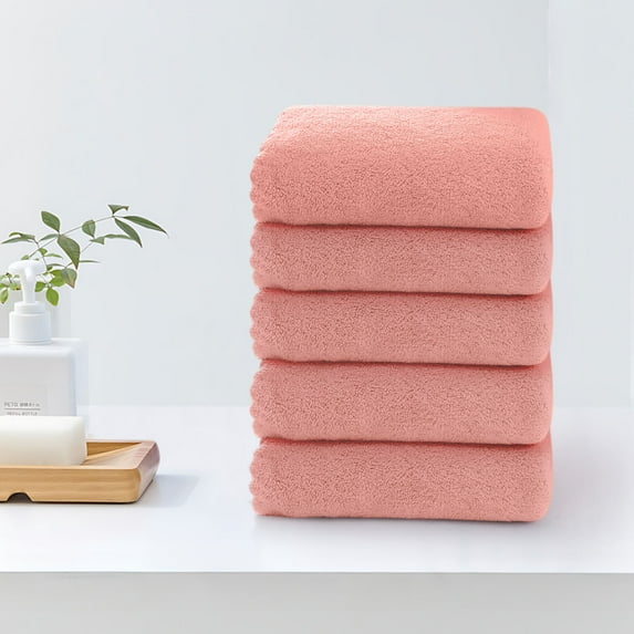 Japceit 5-Piece Velvet Face Towels, Soft Absorbent Wash Cloths, Gentle Skin Care Towels for Bathroom, Spa, Travel, Quick Drying Flannel Facial Cleaning Towels