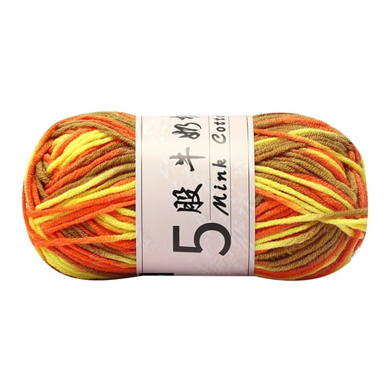 Japceit 5-Strand Gradient Milk Cotton Yarn, Hand-Knitting DIY Doll Making Wool, Section-Dyed Craft Thread for Crochet, Amigurumi, Soft Baby Blanket Projects