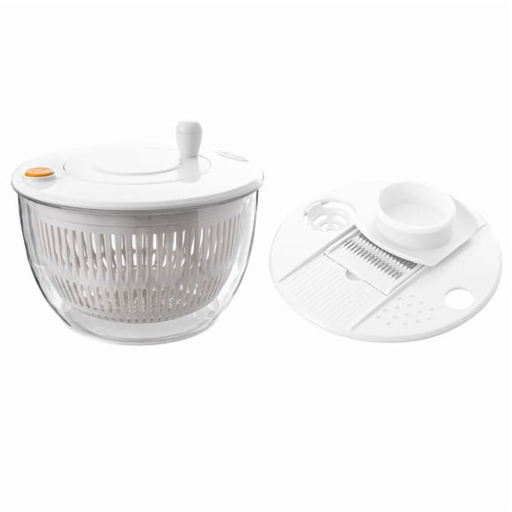 Japceit 6-in-1 Multifunctional Salad Set, Manual Dryer with Julienne and Juicer Attachments, Kitchen Food Prep Tool for Home Cooking Vegetable Prep