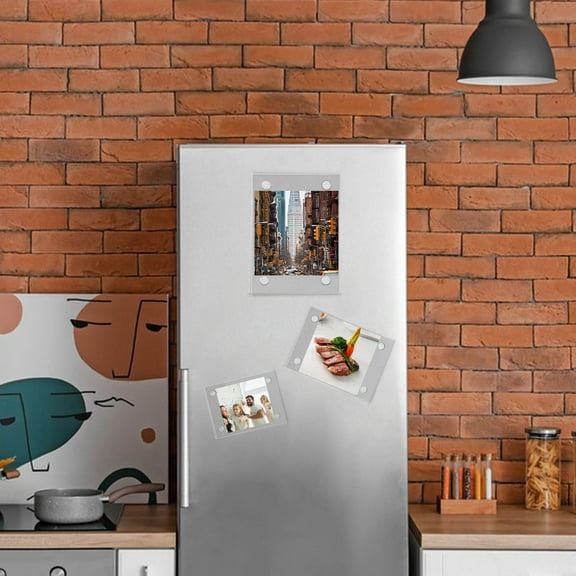 Japceit Acrylic Magnetic Photo Frame, Strong Fridge Mounted Display, Mini Card and Picture Holder for Refrigerator, Locker, and Metal Surfaces