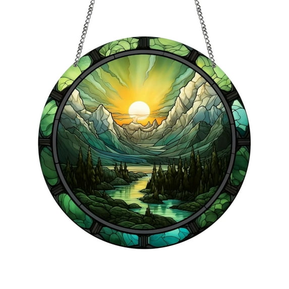 Japceit Acrylic Tree of Life Window Hanging, Round Decorative Wall Art Pendant, Bohemian Style Home Ornament for Living Room, Bedroom, Dorm Decor