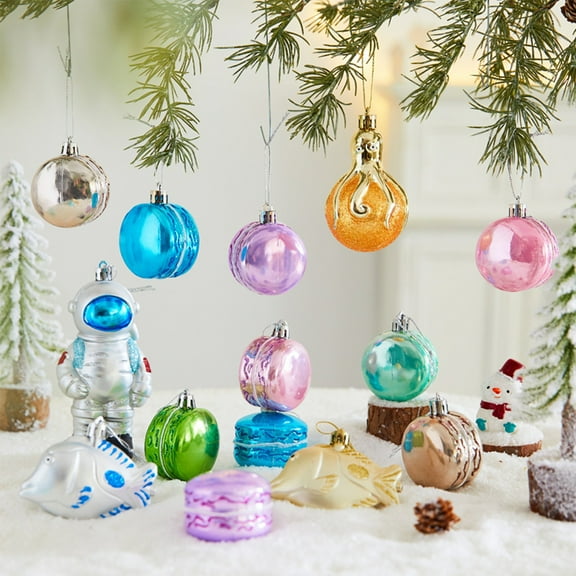 Japceit Alien Shape Christmas Ornaments, 6-Piece Unique Design Tree Decor, Novelty Themed Baubles for Holiday Display, Special Collection