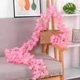 thumbnail image 1 of Japceit Artificial Cherry Blossom Garland, 180cm Faux Flower Vine with Rattan Design, Christmas Hanging Decor for Indoor, Fireplace, Party, 1 of 9