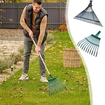 Japceit Artificial Grass Rake Tool, Heavy Duty Lawn Rake for Leaves and Debris, Durable Garden Tool with Ergonomic Handle, Groundskeeping Equipment for Yard Maintenance