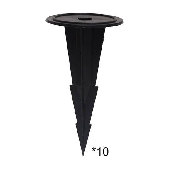 Japceit Black Plastic Garden Stake Ground Spike Base, 10 Pack Solar Light Stand for Flower Pathways Decor, Durable Yard Support Spike for Outdoor Patio Walkway