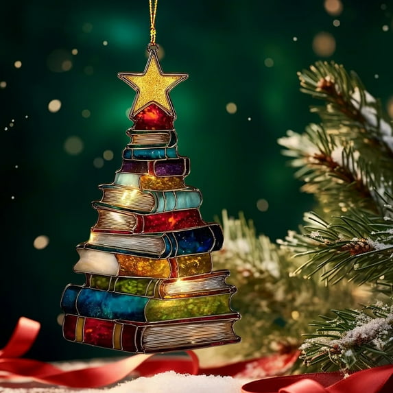 Japceit Book Christmas Tree Wall Hanging, Shaped Decoration Made from Printed Pages, Festive Door Wall Decor for Seasonal Display