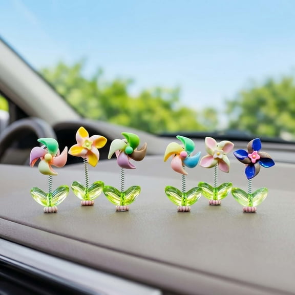 Japceit Car Windmill Decoration Mini Leaf Pinwheel Dashboard Center Console Ornament for Auto Interior Desk Decor Home Creative Gift