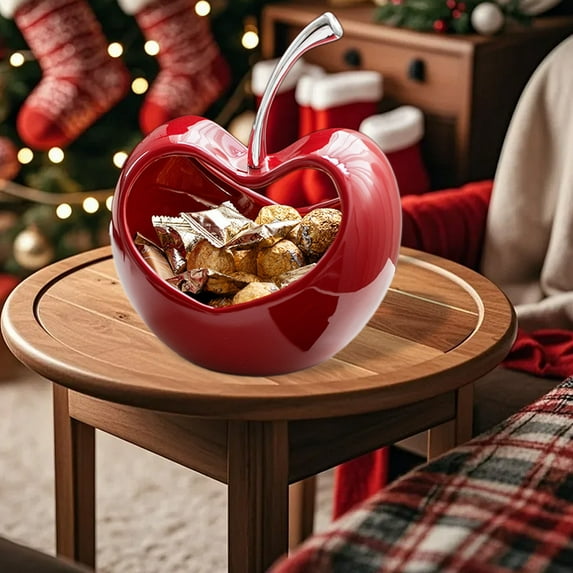 Japceit Ceramic Apple Decor, Modern Fruit Themed Tabletop Ornament with Storage Function, Contemporary Home Accent for Living Room, Foyer