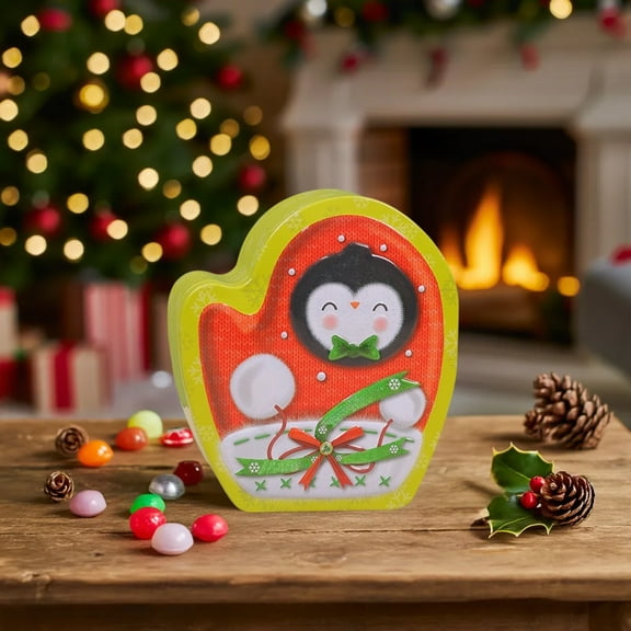 Japceit Christmas Alien Iron Box Santa Claus Cookies Candy Storage Iron Box Gift Empty Box